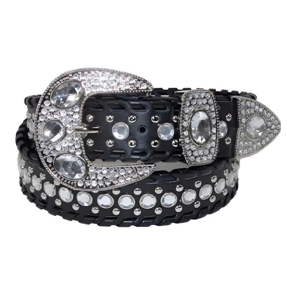 CTM • Western Belt With Rhinestones And Studs Cowgirl Crystal Bling Accessory - Picture 1 of 3